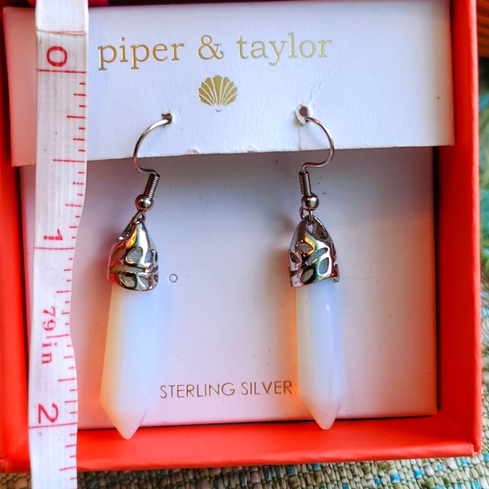 Opalite Pendulum Pendant Sterling Silver Earrings - Picture 3 of 5